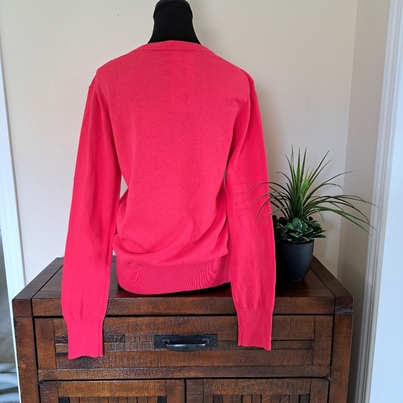 Calvin Klein Jeans V-Neck Sweater Women's Small Pink Cotton Knit Top NWT - Picture 4 of 10